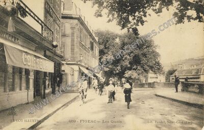 Carte postale ancienne Les Quais — Figeac (Lot)