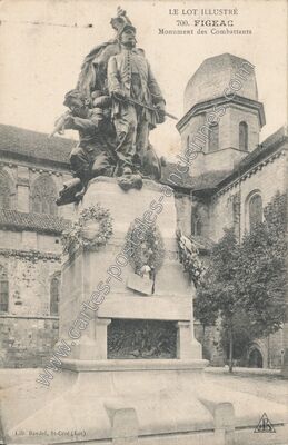 Carte postale ancienne Monument des Combattants — Figeac (Lot)