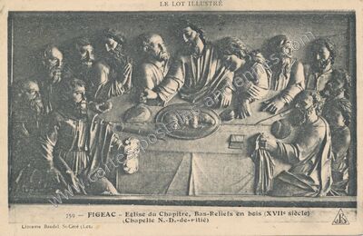 Carte postale ancienne Eglise du Chapitre, Bas-Reliefs en bois (XVIIe siècle) (Chapelle N.-D.-de-Pitié) — Figeac (Lot)