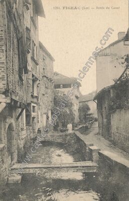 Carte postale ancienne Bords du Canal — Figeac (Lot)
