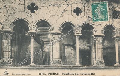 Carte postale ancienne Fenêtres, Rue Orthabadial — Figeac (Lot)