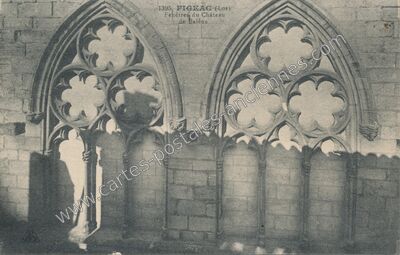 Carte postale ancienne Fenêtres du Château de Balène — Figeac (Lot)