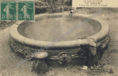 Carte postale ancienne Vasque des Jacobins au Carmel — Figeac (Lot)