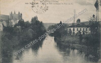 Carte postale ancienne Rives du Célé au-dessous du Pont du Pin — Figeac (Lot)