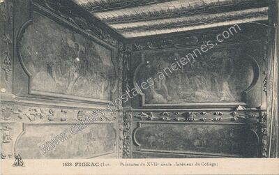 Carte postale ancienne Peintures du XVIIe siècle (Intérieur du Collège) — Figeac (Lot)