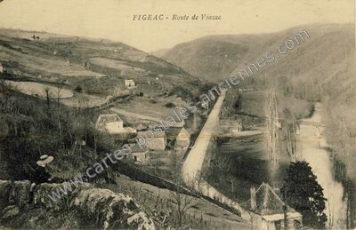 Carte postale ancienne Route de Viazac — Figeac (Lot)