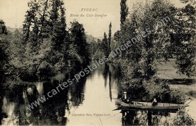 Carte postale ancienne Rives du Célé-Surgier — Figeac (Lot)