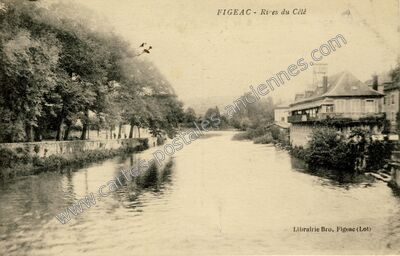 Carte postale ancienne Rives du Célé — Figeac (Lot)