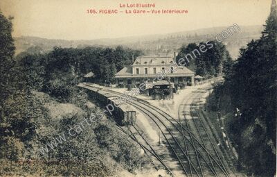Carte postale ancienne La Gare - Vue Intérieure — Figeac (Lot)