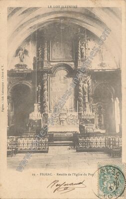 Carte postale ancienne Retable de l'Eglise du Puy — Figeac (Lot)