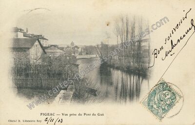 Carte postale ancienne Vue prise du Pont du Guâ — Figeac (Lot)