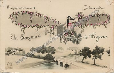 Carte postale ancienne Un Bonjour de Figeac — Figeac (Lot)