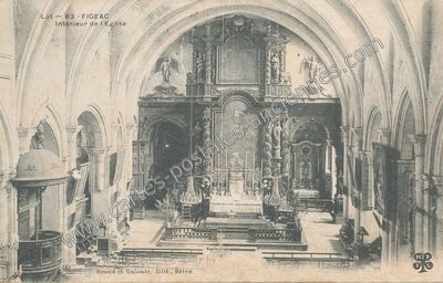 Carte postale ancienne Intérieur de l Eglise — Figeac (Lot)
