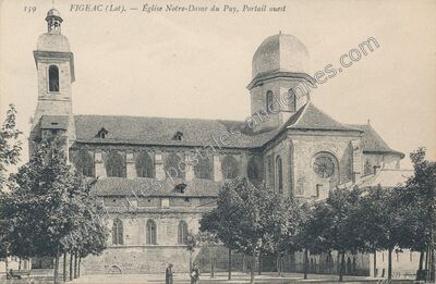 Carte postale ancienne Église Notre-Dame du Puy, Portail ouest — Figeac (Lot)