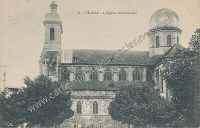 Carte postale ancienne L'Eglise St-Sauveur — Figeac (Lot)