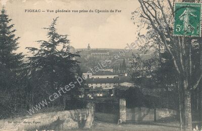 Carte postale ancienne Vue générale vue prise du Chemin de Fer — Figeac (Lot)