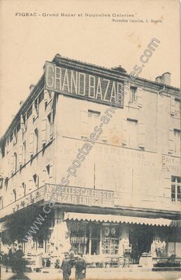 Carte postale ancienne Grand Bazar et Nouvelles Galeries — Figeac (Lot)