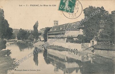 Carte postale ancienne Les Rives du Célé — Figeac (Lot)