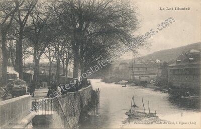 Carte postale ancienne Promenade et Bords du Célé — Figeac (Lot)