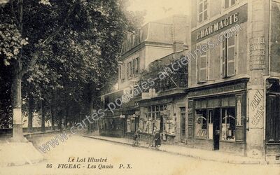 Carte postale ancienne Les Quais — Figeac (Lot)