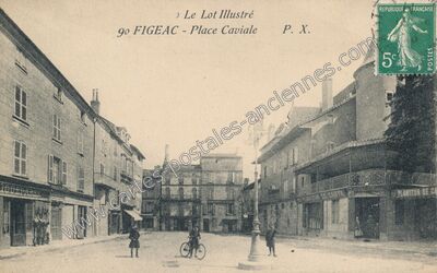 Carte postale ancienne Place Caviale — Figeac (Lot)