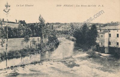 Carte postale ancienne Les Rives du Célé — Figeac (Lot)