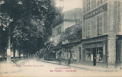 Carte postale ancienne Les Quais — Figeac (Lot)
