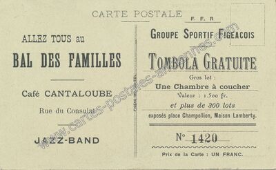 Carte postale ancienne Groupe Sportif Figeacois Tombola Gratuite — Figeac (Lot)