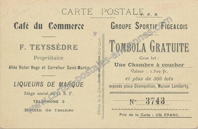Carte postale ancienne Café du Commerce — Figeac (Lot)