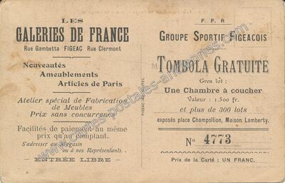 Carte postale ancienne Les Galeries de France — Figeac (Lot)