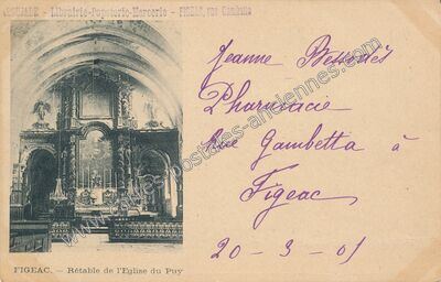 Carte postale ancienne Rétable de l'Eglise du Puy — Figeac (Lot)