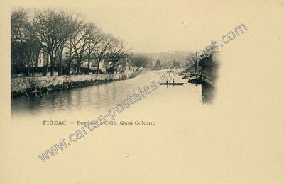Carte postale ancienne Bords du Célé. Quai Colomb — Figeac (Lot)