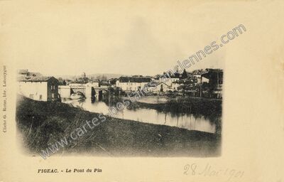 Carte postale ancienne Le Pont du Pin — Figeac (Lot)