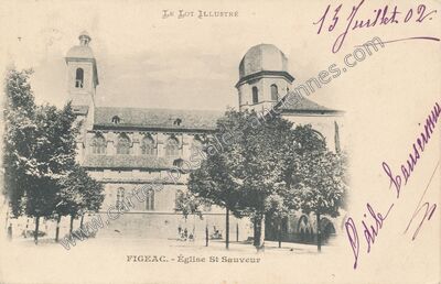 Carte postale ancienne Église St Sauveur — Figeac (Lot)