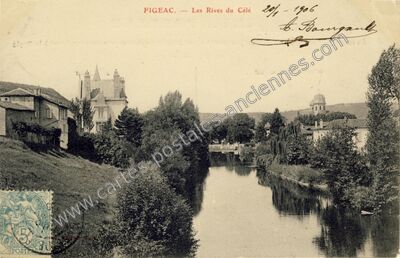 Carte postale ancienne Les Rives du Célé — Figeac (Lot)