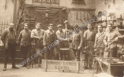 Carte postale ancienne Serrurerie - Electricité — Figeac (Lot)
