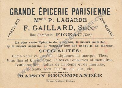 Carte postale ancienne Grande Épicerie Parisienne — Figeac (Lot)