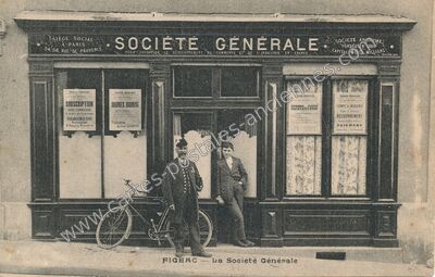 Carte postale ancienne La Société Générale — Figeac (Lot)