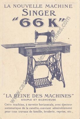 Carte postale ancienne LA NOUVELLE MACHINE SINGER "66 K" "LA REINE DES MACHINES — Figeac (Lot)