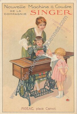 Carte postale ancienne Nouvelle Machine à Coudre — Figeac (Lot)