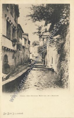 Carte postale ancienne Canal des Anciens Moulins de l'Abbaye — Figeac (Lot)