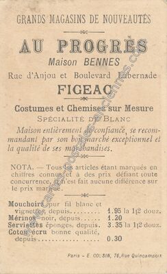 Carte postale ancienne Grands Magasins de Nouveautés au Progrès — Figeac (Lot)