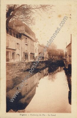 Carte postale ancienne Faubourg du Pin - Le Canal — Figeac (Lot)