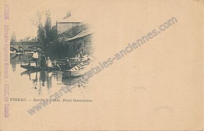 Carte postale ancienne Bords du Célé. Pont Gambetta — Figeac (Lot)