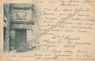 Carte postale ancienne Porte de Sully — Figeac (Lot)