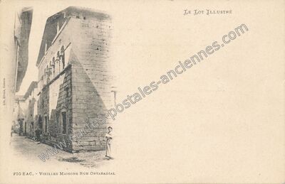 Carte postale ancienne Vieilles Maisons Rue Ortabadial — Figeac (Lot)