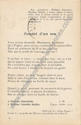 Carte postale ancienne Sonnet d'un sou — Figeac (Lot)