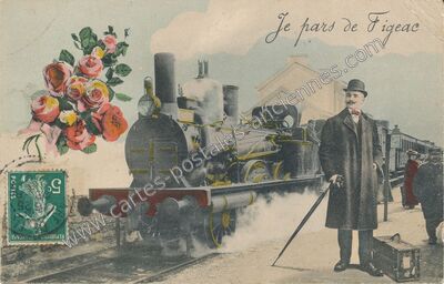 Carte postale ancienne Je pars — Figeac (Lot)