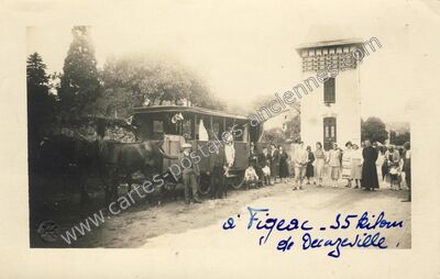 Carte postale ancienne 55 kilom de Decazeville — Figeac (Lot)