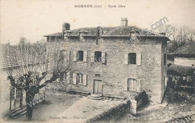 Carte postale ancienne Ecole libre — Gorses (Lot)